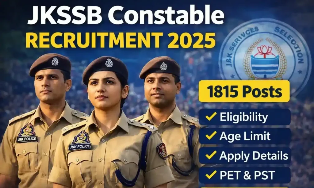 JK Police Constable Executive Vacancy 2025 Apply Online For 1815 Posts