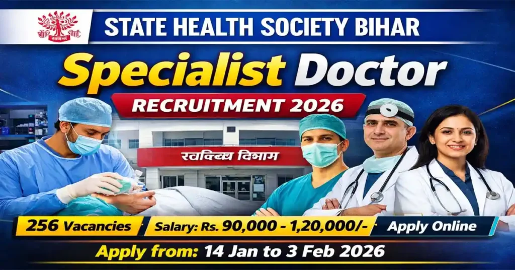 State Health Society Bihar Recruitment 2026: Apply Online for 256 Specialist Doctor Posts under NHM
