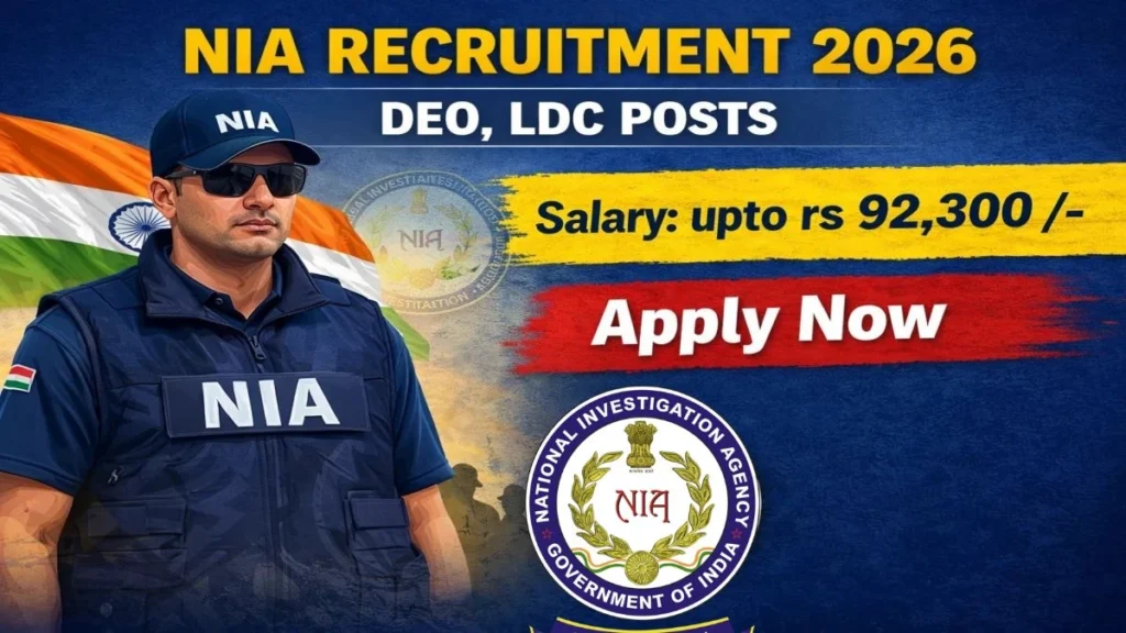 National Investigation Agency Recruitment 2026 – Apply Offline for 40 DEO & LDC Posts